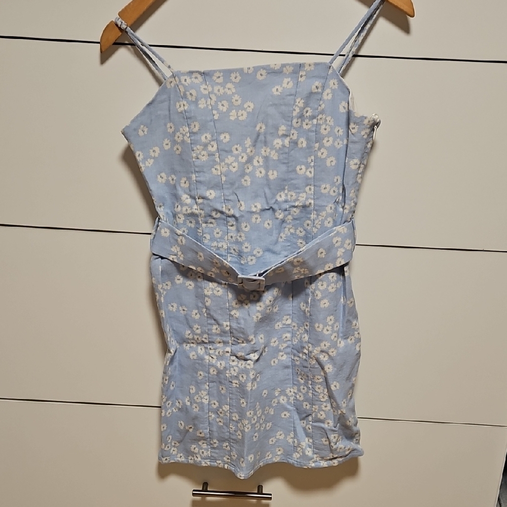 Zara Blue and White Floral Mini Dress